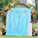 Baby Blue Easter Photo Backdrop: DIY Bow Drapes Birthday Party Photography Decorations for Baby Showers Photoshoot Background 6ft x 8ft