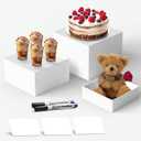 oleaf White Food Service Display Risers 6'', 7'', 8'' Acrylic Buffet Risers for Cakes, Pastries Desserts Nesting Display Stands for Party Catering and Buffet Tables