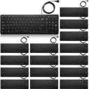 Kanayu 16 Pcs Wired Keyboard Bulk Slim Low Profile USB Keyboard with Number Pad USB Plug Connectivity Computer Keyboards Compatible with PC/Laptop/Windows, Black