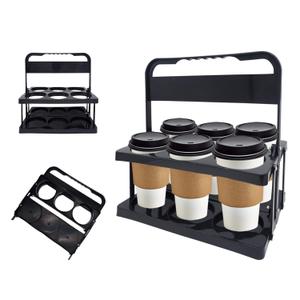 Drink Carrier with Handle, Reusable & Sturdy - for Large Beverages & Food Delivery Use (Black)