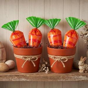 Novabright 23 Pack Easter Crafts Kits Lager DIY Carrot Party Favors 20 Pcs Carrot Treat Bag 3 Pcs Plastic Pot for Candy Easter Table Centerpiece Gift Basket Activities Party Favors Supplies 2 Pack