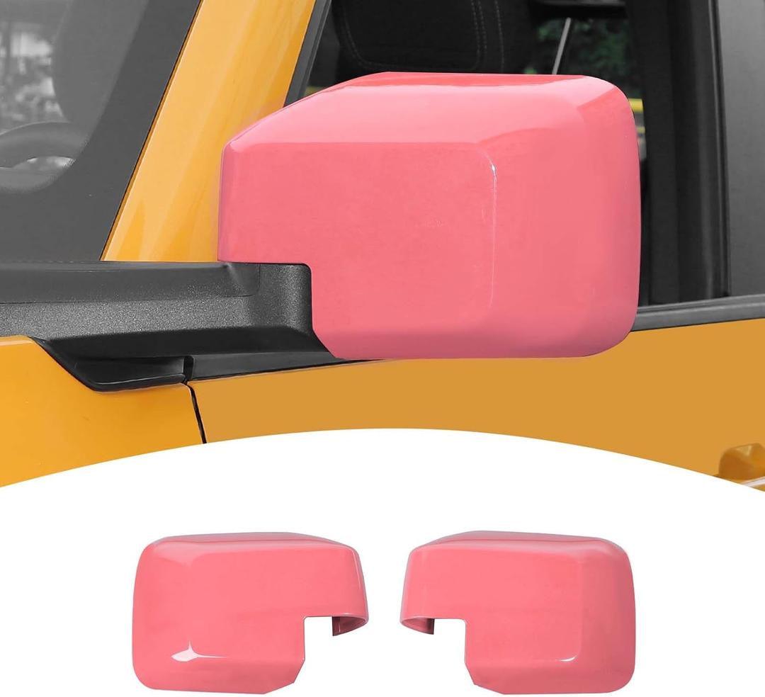 For Bronco Side Mirror Cover Trim Pink for Ford Bronco 2021 2022 2023 Pink Exterior Accessories 2pcs (for Mirror Without Light & Not for Sport)