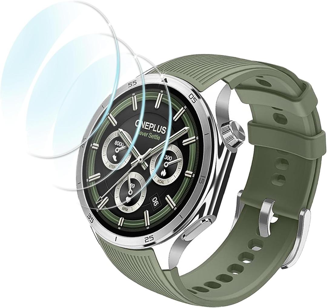 2 x (3 Pack for OnePlus Watch 3 Screen Protector, Tempered Glass Film [9H, Anti-Scratch, HD, Ultra Thin] OnePlus Watch 3 Protector (Transparent)