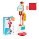 WHOHOLL Wooden Kids Cleaning Toy Set Toddler Broom and Dustpan Set for Housekeeping 9 Pcs Broom and Mop Set for Toddlers 3-6, Cleaning Toys with Sponge, Christmas Birthday Gifts for Boys Girls