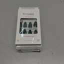 5 x Short Almond Press On Nails, Durable Reusable Glossy Artificial Nails Kit with Adhesive Tabs, 24 Pcs 12 Sizes for Fashion Women, Perfect for for Daily Outfits, Party or Date, Green