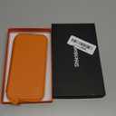 SHIELDON Slim Wallet Case for iPhone 17 Pro 6.3" 2025 | Genuine Leather, Wireless Charging, Folio Magnetic Closure, RFID Blocking Credit Card Holder, Shockproof Phone Cover - Orange