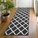 SHACOS Indoor Washable Runner Rug 20"x59" Non Slip Rubber Backing Entryway Rug Runner Long Door Mats Floor Carpet Runners for Home Garage Kitchen Laundry, Black (1'8" x 4'11" (Runner))