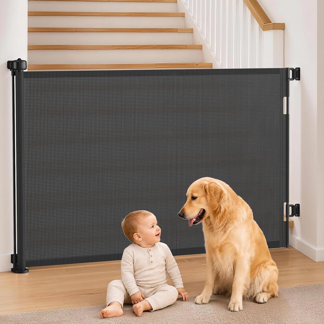 EZIGO 60 Inch Retractable Baby Gates, 41 Inch Extra Tall Retractable Gate