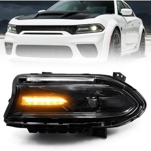 HID Headlight Assembly Compatible with Dodge Charger 2015 2016 2017 2018 2019 2020 2021 (Xenon/HID Model) Headlamp Replacement Left Driver Side (Not For Halogen Model)