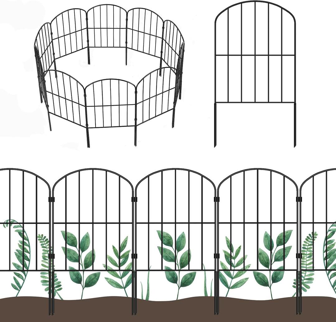 OUSHENG Decorative Garden Fence Fencing 10 Panels, 10ft (L) x 24in (H) Rustproof Metal Wire Border Animal Barrier for Dog, Flower Edging for Yard Landscape Patio Outdoor Decor, Arched