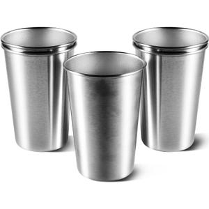 5 Pack 16 Ounce Stainless Steel Pint Cups Shatterproof Cup Tumblers Unbreakable Metal Drinking Glasses for Bar, Home, Restaurant