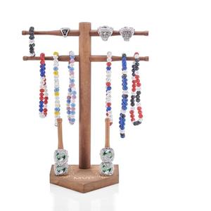 Eorakla NEW Wooden Baseball & Softball Championship Ring Holder with Drip Necklace Display – Sports Organizer for Jewelry & Awards (French)