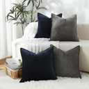 Stellhome Pack of 2, Soft Chenille Soild Throw Pillow Covers Accent Cushion Case Boho Farmhouse Neutral Decorative Pillowcase for Couch Sofa Bedroom Living Room Home Decor 16 x 16 Inch, Dark Grey
