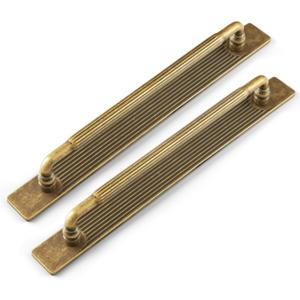 Goo-Ki Antique Brass Fluted Cabinet Pulls Backplate 7 9/16 in 2 Pack