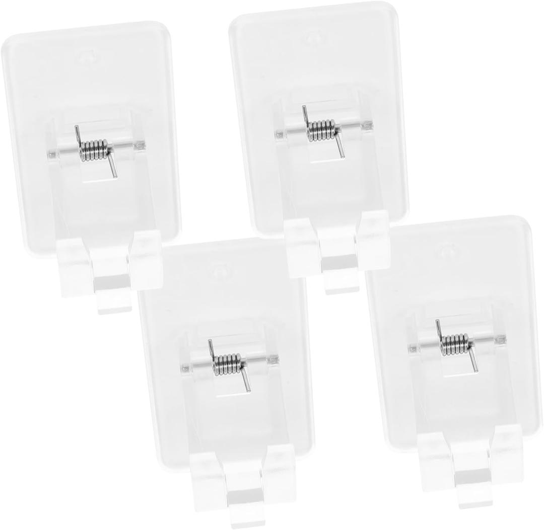 Nail Adjustable Rod Bracket Holder 4 Pcs Self Adhesive Curtain Rod Brackets Wall Hooks for Curtains Towel Rods for Bathroom
