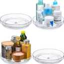 4 Pack 9 Inch Clear Acrylic Lazy Susan, Non-Skid Turntable Organizer for Cabinet, Kitchen, Pantry Organization Storage, Refrigerator, Vanity Makeup, Bathroom Countertop Organizing, Rotating Spice Rack