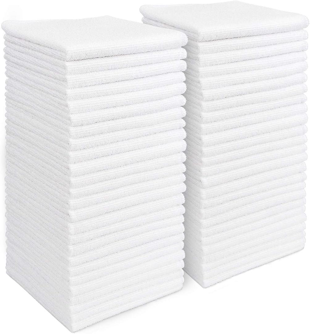 AIDEA Microfiber Cleaning Cloth White 50PK, Cleaning Rags, Lint Free Microfiber Towels, Kitchen Towels Dusting Cloth, Wash Cloths, Dish Rags White, 11.5"x 11.5"