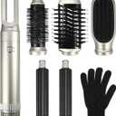 VOCOSTE Hot Air Brush, 5 in 1 Hair Dryer Brush, Detachable Hair Dryer Styler Volumizer Hair Straightener Comb Blow Dryer Electric Curling Wand Set, Champagne