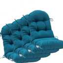 QILLOWAY Indoor/Outdoor High Back Chair Cushion for Adirondack,Spring/Summer Seasonal All Weather Replacement Rocking Chair Cushions. (4 Counts, Peacock Blue)