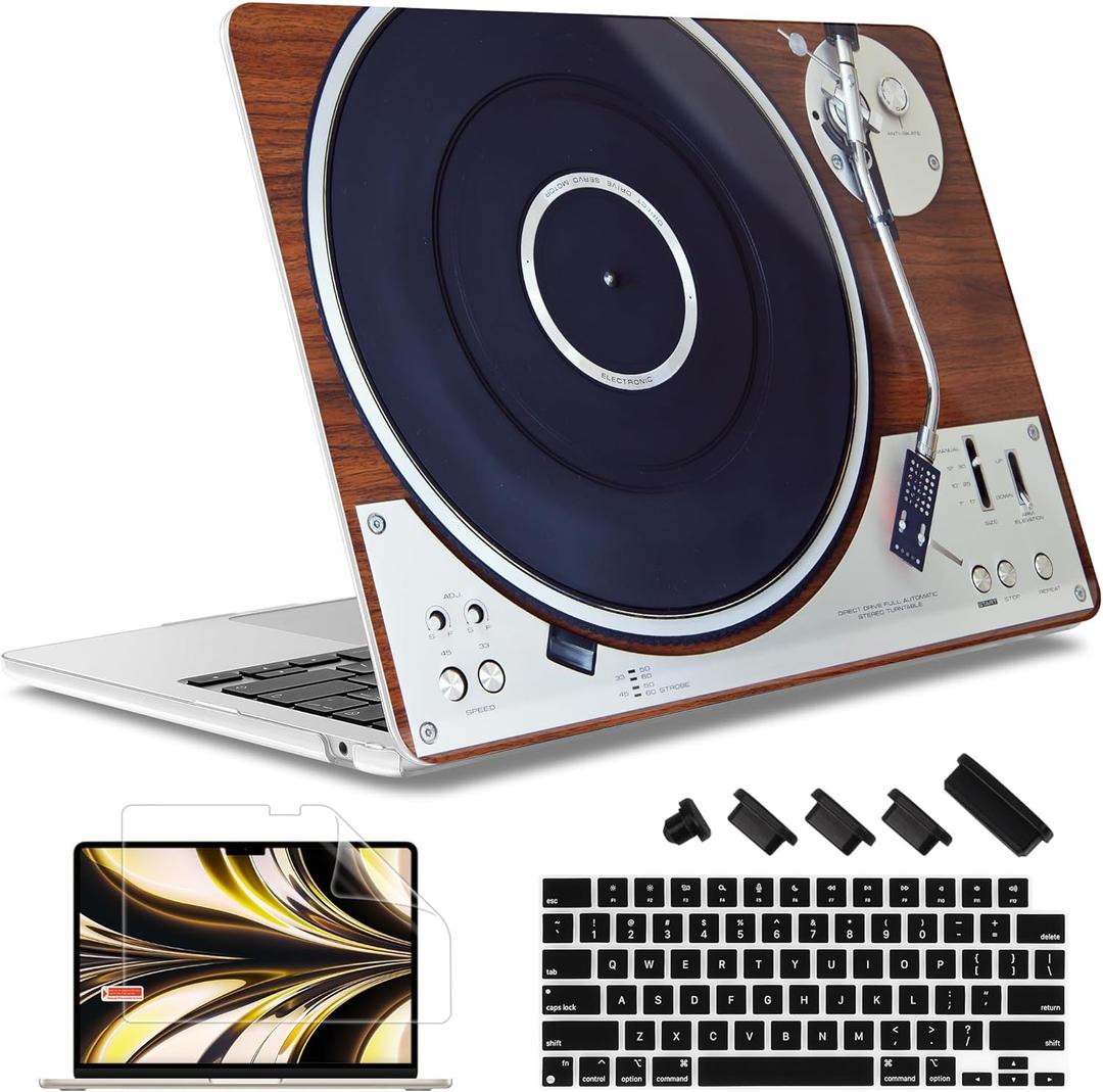 May Chen for MacBook Air 13.6 Inch Case 2025 2024 2023 2022 Release Models: A3240 M4 A3113 M3 A2681 M2, Plastic Hard Shell Case for MacBook Air 13.6" with Retina Display, Retro Music Machine