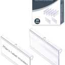 Diteje 20 Pack Plastic Wire Shelf Label Holder,Shelving Rack Retail Sign Hook Labels Clip On with Paper Inserts, 3.94x1.50inch
