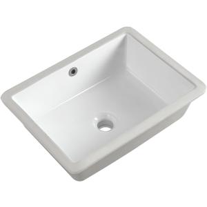 18 Inch Undermount Bathroom Sink Small Rectangle Undermount Sink White Ceramic Under Counter Bathroom Sinks with Overflow (18.3"x13.8")