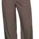 GRAPENT Linen Pants Women High Waisted Wide Leg Casual Beach Pull On Elastic Waist Summer Cropped Pants with Pockets Size 2XL