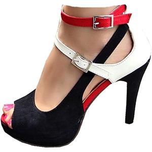 getmorebeauty Women's High Heels Shoes Ankle Straps Dress Heeled Sandals (8, Red Belt)