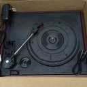 Vinyl Record Player Turntable with Built-in Bluetooth Receiver & 2 Stereo Speakers, 3 Speed 3 Size Portable Retro Record Player for Entertainment and Home Decoration (Brown)