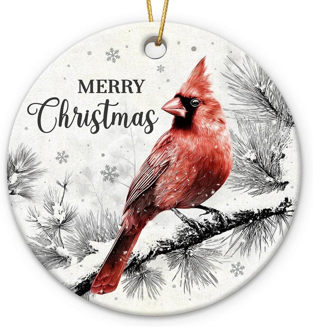 Red Cardinal Christmas Ornament 2025 - Cardinal Gifts for Women Man, Ceramic Bird Ornaments for Christmas Tree Decorations, Cardinals Decor Memorial Gift, Unique Animal Lover Gifts for Friends, Set of 6