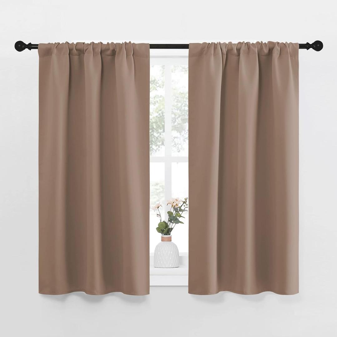 NICETOWN Kitchen Window Blackout Curtains - Window Treatment Thermal Insulated Rod Pocket Small Blackout Draperies/Drapes for Bedroom/Kitchen (Cappuccino, Set of 2, 34 inches Wide by 45 inches Long) NICETOWN Kitchen Window Blackout Curtains - Window Treatment Thermal Insulated Rod Pocket Small Blackout Draperies/Drapes for Bedroom/Kitchen (Cappuccino, Set of 2, 34 inches Wide by 45 inches Long)