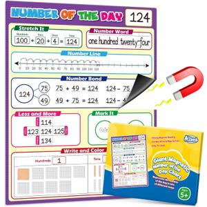 Aizweb Giant Magnetic Number of The Day Chart Paper,Dry Erase Place Value Number Line for Classroom Whiteboard Accessories,Teacher Must Have Essential Homeschool Teaching Supplies,Math Manipulative