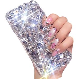 Bling Diamond Case for iPhone 16e 6.1 inch, 3D Homemade Sparkle Crystal Rhinestone Shiny Glitter Full Clear Stones Back Phone Cover with Screen Protector -All White