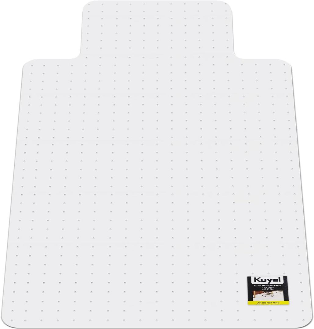 Kuyal Office Chair Mat for Carpet, 36x48 Clear Heavy Duty Computer Chair Mat with Lip, Under Desk Protector Carpeted Floors Mat, Easy Chair Movement,Ship Flat