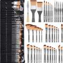 Nicpro 40 PCS Paint Brush Set, Professional Acrylic Paint Brushes with Palette Knife and Canvas Roll, Suitable for Acrylic Painting, Oil, Watercolor, Gouache, Art Supplies Painter Gifts for Artist