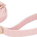 Soft Cotton Dog Leash, 5 Ft Heavy Duty Corduroy Dog Leashes with Gold Metal Hook for Small Medium Large Dogs,Medium,Light Pink