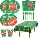DECORLIFE Football Party Supplies Kits Serves 24, Football Themed Plates and Napkins Includes Tablecloths, Cups for Football Birthday Party totally 169 PCS