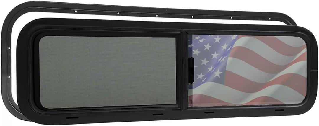 33"x10" RV Van Bunk Window - Driver Side, DOT Certified, Half-Slider Privacy Glass, Anodized Aluminum Frame, UV Protection, Easy Clamp-in Installation (Fits 33" W x 10" H Cut-Out)