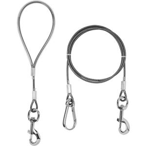 Chew Proof Dog Leash,5Ft Tie Out Cable with Detachable Short Handle, Cable Braided Cord Steel Training Dog Leash for Teething Puppies Small Medium and Large Dogs (Black)