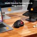 SABLUTE MAM2 Wireless Trackball Mouse, Rechargeable Ergonomic Mouse with Thumb Control for 3 Devices (Bluetooth and USB), 5-Level DPI, Silent Click, Compatible PC Laptop Mac iPad, Easy Clean