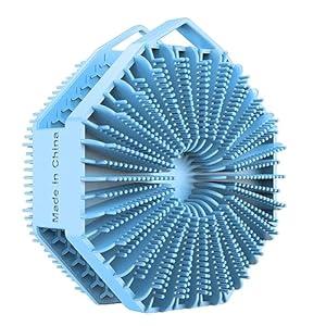 iTokGok® 2 in 1 Silicone Body Scrubber, Dual-Sided Design Body Brush Silicone Body Scrubber Exfoliating Body Brushes for Sensitive Skin for Showering, Lathers Well - Sky Blue