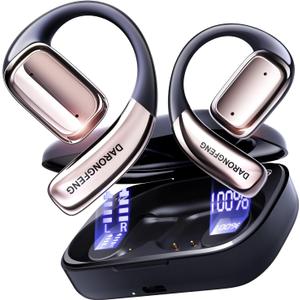 Open Ear Wireless Bluetooth Headphones, Pain-Free Air Conduction Ear Buds with LED Digital Display Charging Case, Sweat Resistant for Running, Safe Driving, and Extended Daily Use