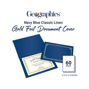 Geographics Classic Linen Document Covers, 12.5” x 9.75”, Navy  (25 Pack)