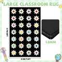 7.6x12 ft Large Daisies on Black Classroom Rug Daisy Educational Area Mat Daisy Flowers Multicolor Play Carpet Educational Classroom Learning Mat for Preschool Playroom Elementary Kindergarten(Black)