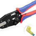 HKS Crimping Tool for Insulated Flag Terminals - Ratcheting Wire Crimpers -12-10AWG (4-6mm) - Ratchet Terminal Crimper - Electrical Crimping Tool