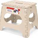 ACSTEP Folding Step Stool 11 Inch, Sturdy Plastic Foldable Step Stool for Kids & Adults, Non Slip Lightweight Collapsible Foot Stools Holds 300 lbs, Ideal for Kitchen, Bathroom, Outdoor, Khaki