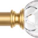 KAMANINA Curtain Rods for Windows 48 to 84(4-7 Feet), 1 Inch Luxury Gold Decorative Curtain Rod, Splicing Adjustable Single Drapery Rods with Crystal Netted Texture Ends, 32-86"