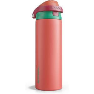 ENCOOL Leakproof Insulated Water Bottle with Straw Dual-Sip Water Bottle Bag-Safe Design for Work, Commute & Gym Keeps Drinks Cold All Day, 24 oz, Coral Red
