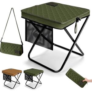 LiKiLiKi Extra Large Foldable Backpack Stool, Heavy Duty Thickened Collapsible Portable Pocket Chair, Compact Pocket Size Travel Seat for Hiking, Fishing, Picnic and Outdoor Activities (Green)