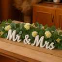 Mr & Mrs Sign Wedding Decorations for Reception, Large Wooden Freestanding Letters Centerpieces Decor for Ceremony, Sweetheart Table, Anniversary, Party and Valentine's Day (Natural White)